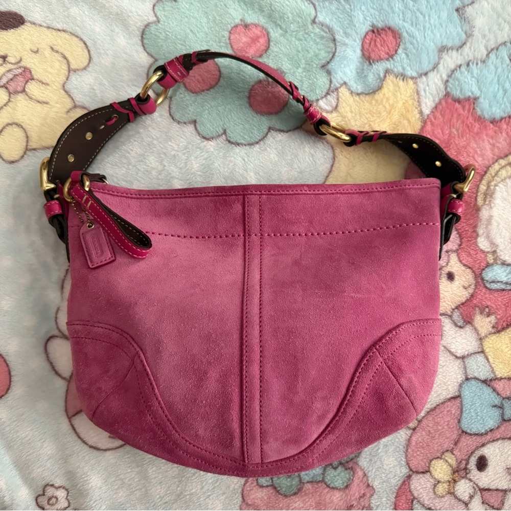 Coach Pink Suede Hobo Bag